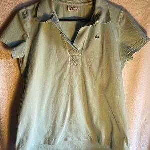 Lacoste Womens polo shirt, Sm sz 46, collar, short sleeves aqua 100% cotton